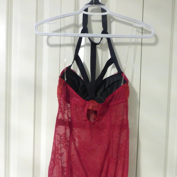 LA SENZA red "sexy Santa" baby doll lace and mesh lingerie - Picture 10 of 12